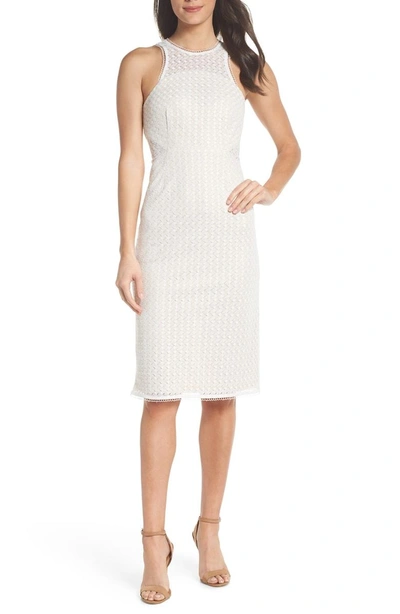 Shop Nsr Nina Lace Sheath Dress In White/ Nude