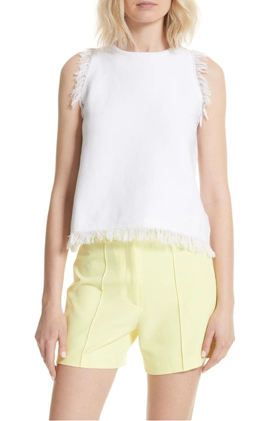 Shop Milly Denim Knit Fringe Tank In White