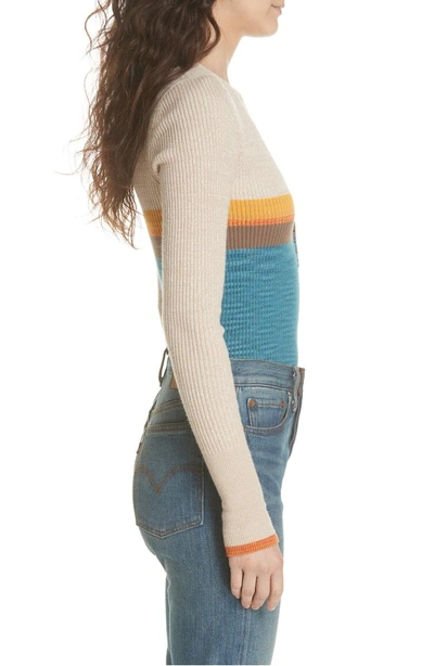Shop Free People Frequency Ribbed Sweater In Blue Combo