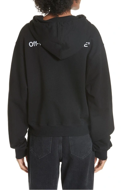 Shop Off-white Quotes Crop Hoodie In Black White