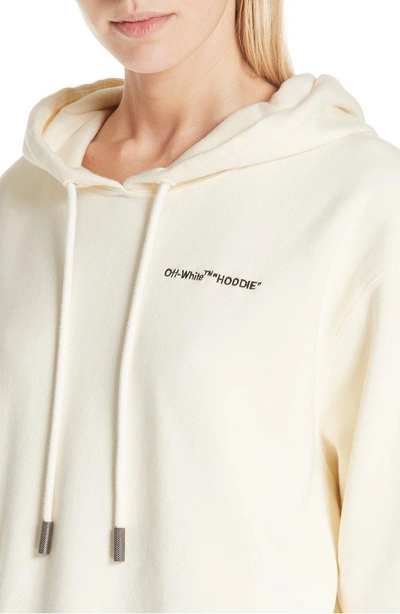 Shop Off-white Quotes Crop Hoodie In White Black