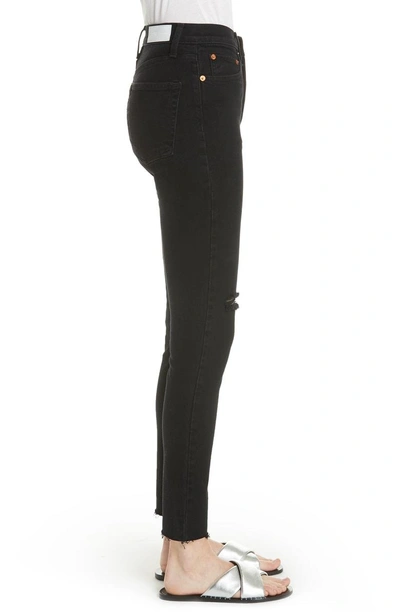 Shop Re/done High Waist Stretch Ankle Jeans In Black Destroy