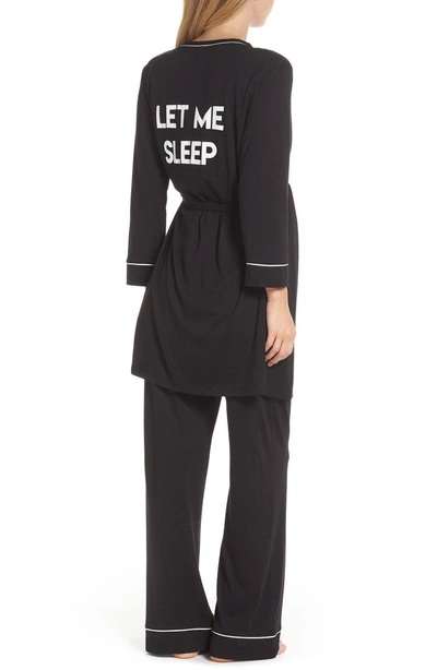 Shop Cosabella Let Me Sleep Maternity/nursing Pajamas & Robe Set In Black/ Ivory