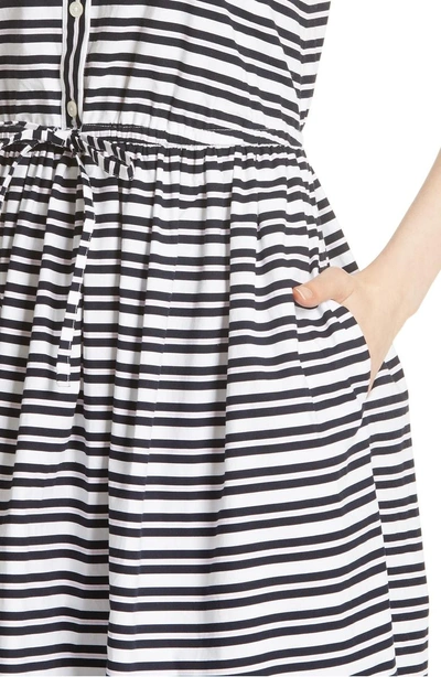 Shop Kate Spade Candy Stripe Stretch Cotton Shirtdress In Rich Navy