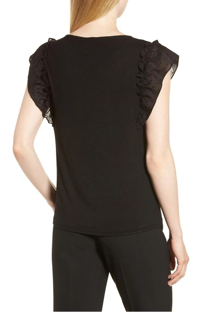 Shop Anne Klein Flutter Sleeve Top In Black