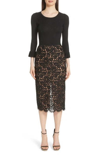 Shop Michael Kors Lace Pencil Skirt In Black