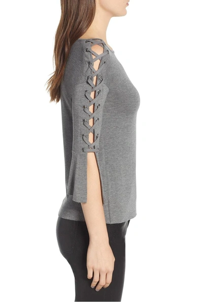 Shop Bailey44 Alma Mater Laced Trumpet Sleeve Top In Marengo