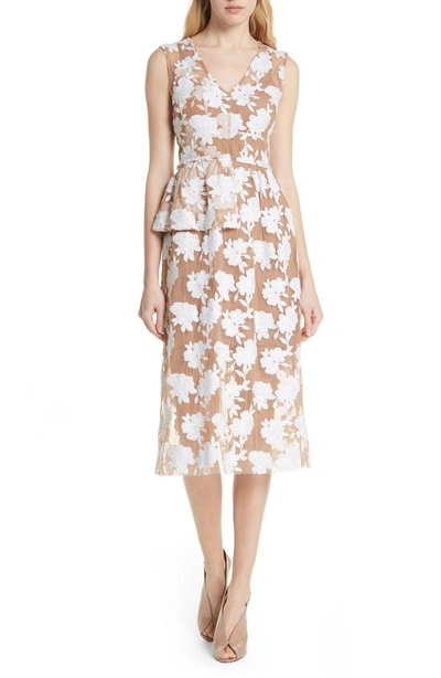 Shop Tracy Reese Half Peplum Floral Dress In Soft White