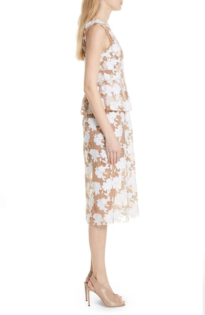 Shop Tracy Reese Half Peplum Floral Dress In Soft White