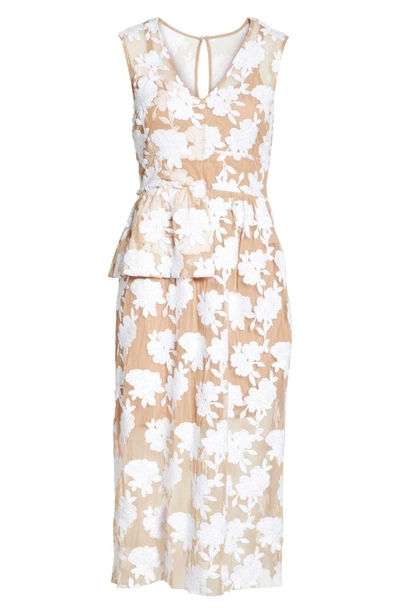 Shop Tracy Reese Half Peplum Floral Dress In Soft White