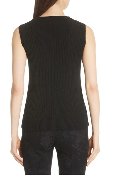 Shop Lafayette 148 Ribbed Cashmere Tank Top In Black