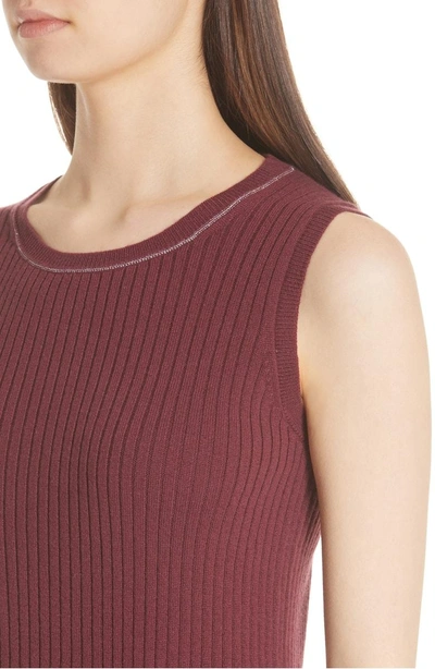 Shop Lafayette 148 Ribbed Cashmere Tank Top In Brandywine
