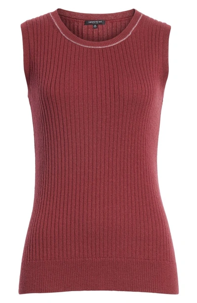 Shop Lafayette 148 Ribbed Cashmere Tank Top In Brandywine