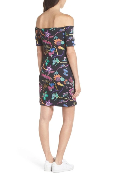 Adidas Originals Reversible Off The Shoulder Dress In Black Floral |  ModeSens