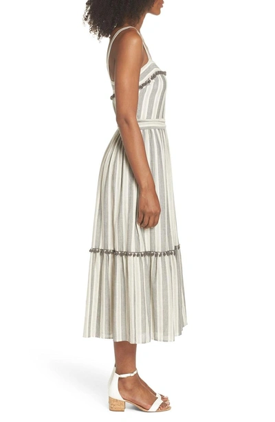 Shop Maggy London Painted Stripe Flounce Sundress In Black/ Cream