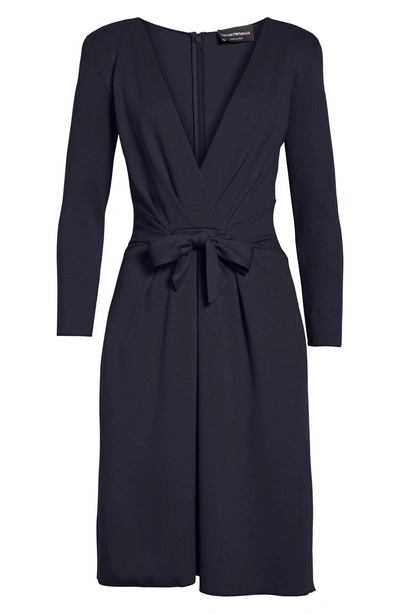 Shop Emporio Armani Bow Waist Dress In Blue Offline