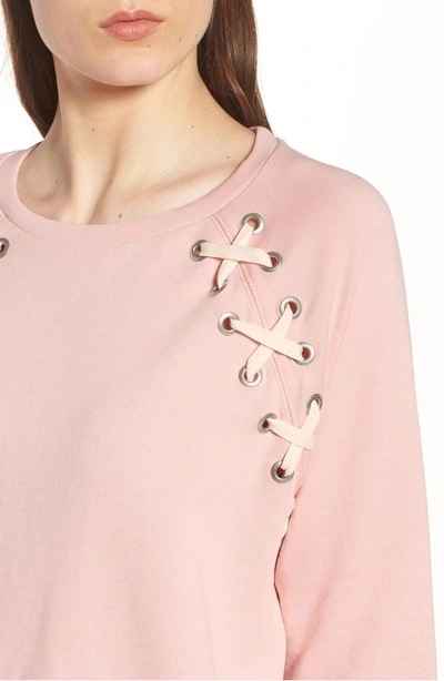 Shop South Parade Julie - Zigzag Eyelets Terry Top In Pink