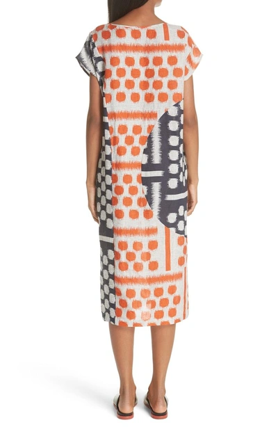 Shop Zero + Maria Cornejo Dot Print Linen Dress In Safety Orange-ink
