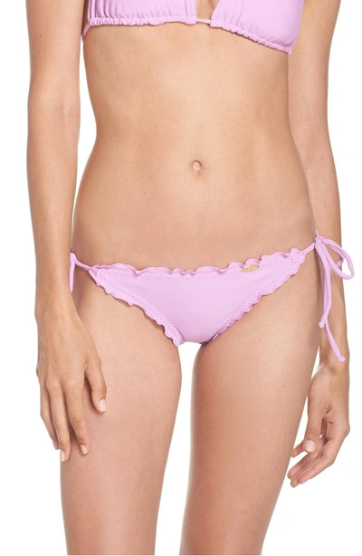 Shop Luli Fama 'wavy' Brazilian Side Tie Bikini Bottoms In Lavanda