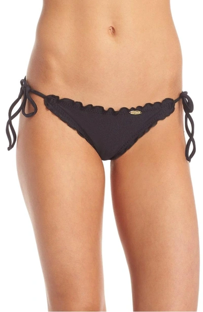 Shop Luli Fama Wavy Brazilian Side Tie Bikini Bottoms In Black