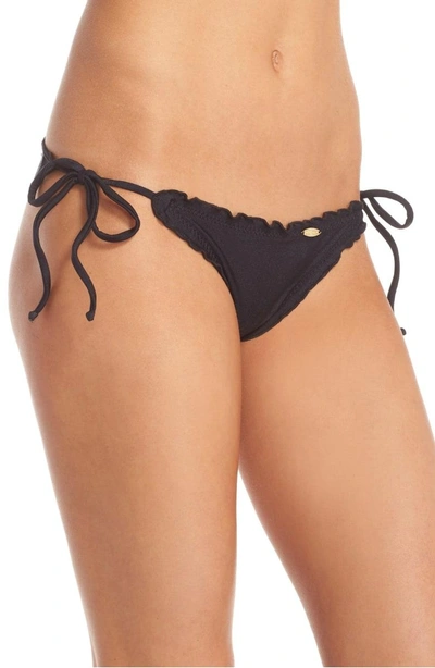 Shop Luli Fama Wavy Brazilian Side Tie Bikini Bottoms In Black