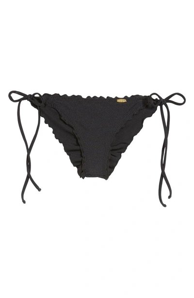 Shop Luli Fama Wavy Brazilian Side Tie Bikini Bottoms In Black