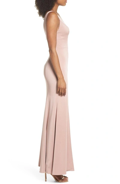 Shop Jenny Yoo Jade Luxe Crepe V-neck Gown In Whipped Apricot