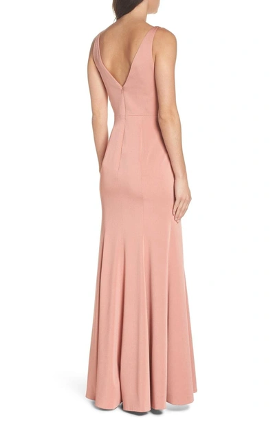Shop Jenny Yoo Jade Luxe Crepe V-neck Gown In Sedona Sunset