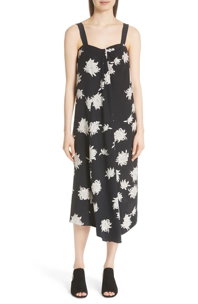 Shop Vince Chrysanthemum Print Silk Midi Dress In Coastal