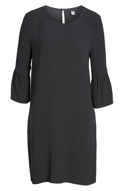 Shop Eileen Fisher Flare Sleeve Silk Dress In Graphite