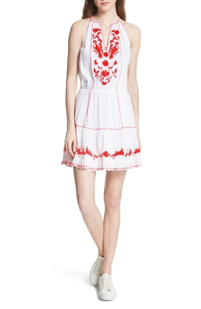 Shop Joie Clemency Embroidered Cotton Gauze Dress In Clean White Salsa