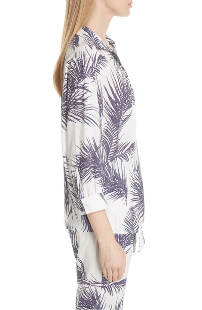 Shop Paradised Palm Print Island Shirt In White/ Dark Purple
