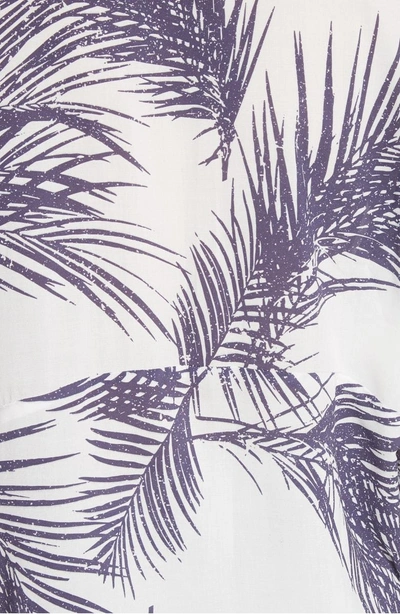 Shop Paradised Palm Print Island Shirt In White/ Dark Purple