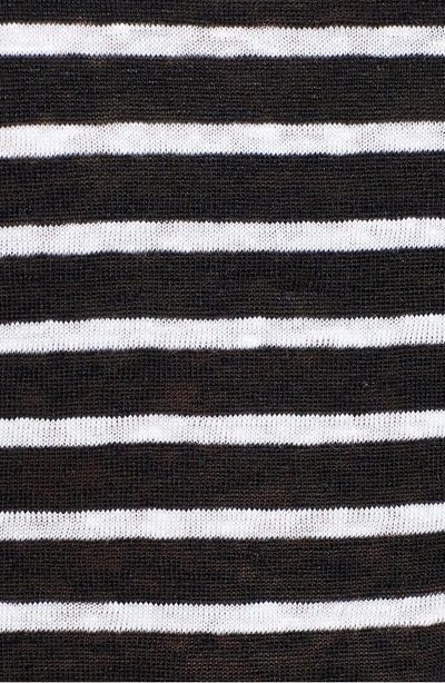 Shop Eileen Fisher Stripe Boxy Organic Linen Top In Black/ White