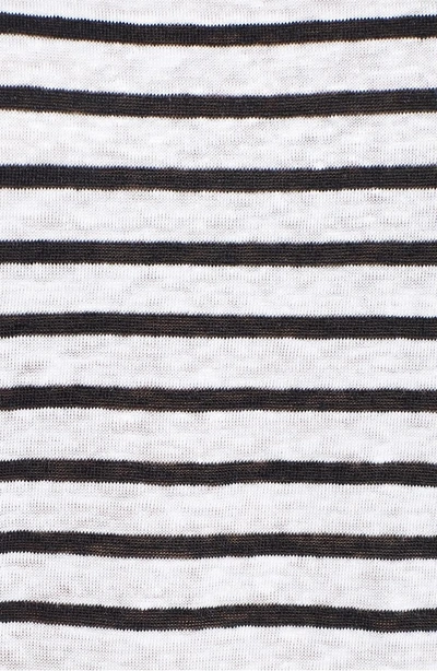 Shop Eileen Fisher Stripe Boxy Organic Linen Top In White/ Black