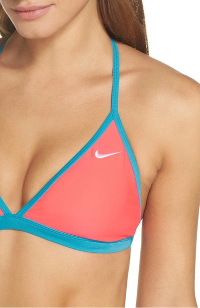 Shop Nike Triangle Bikini Top In Hot Punch
