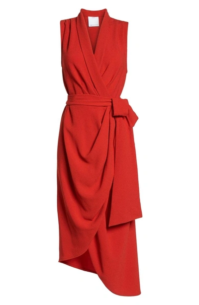 Shop C/meo Collective Entice Asymmetrical Wrap Dress In Red