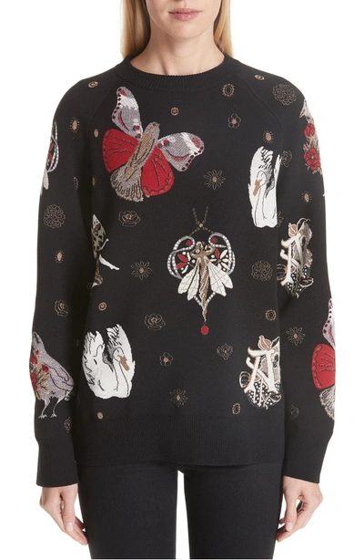 Shop Alexander Mcqueen Gothic Fairytale Jacquard Knit Sweater In Black/ Multicolor/ Gold