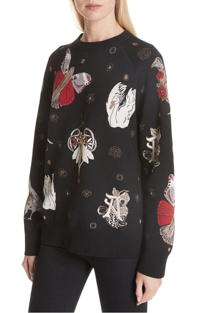 Shop Alexander Mcqueen Gothic Fairytale Jacquard Knit Sweater In Black/ Multicolor/ Gold