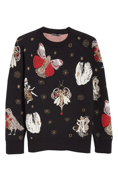 Shop Alexander Mcqueen Gothic Fairytale Jacquard Knit Sweater In Black/ Multicolor/ Gold