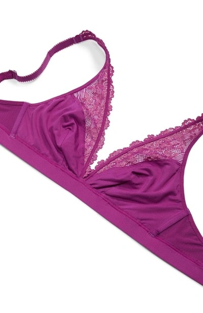 Shop Wacoal 'embrace Lace' Deep-v Bralette In Hollyhock/ Chalk Pink