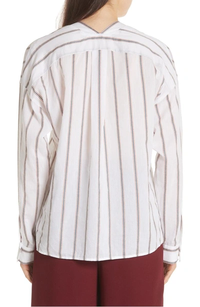 Shop Vince Textured Stripe Blouse In Optic White