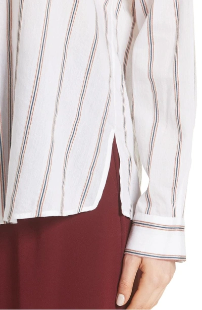 Shop Vince Textured Stripe Blouse In Optic White