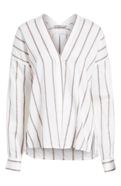 Shop Vince Textured Stripe Blouse In Optic White