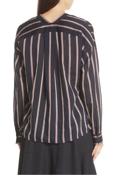 Shop Vince Textured Stripe Blouse In Coastal