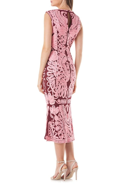 Shop Js Collections Soutache Mesh Dress In Pink/ Wine