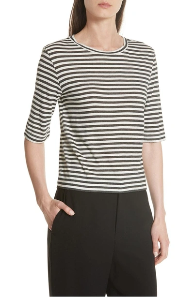 Shop Vince Stripe Crop Tee In Natural/ Iron