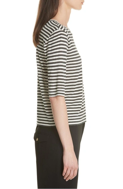 Shop Vince Stripe Crop Tee In Natural/ Iron