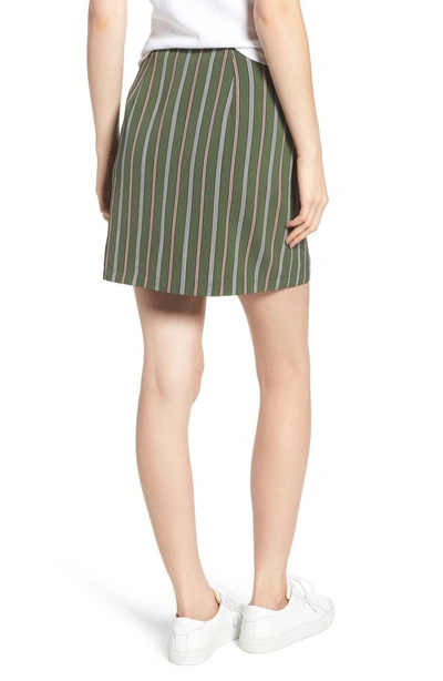 Shop The Fifth Label Axial Stripe Miniskirt In Khaki/ Brick