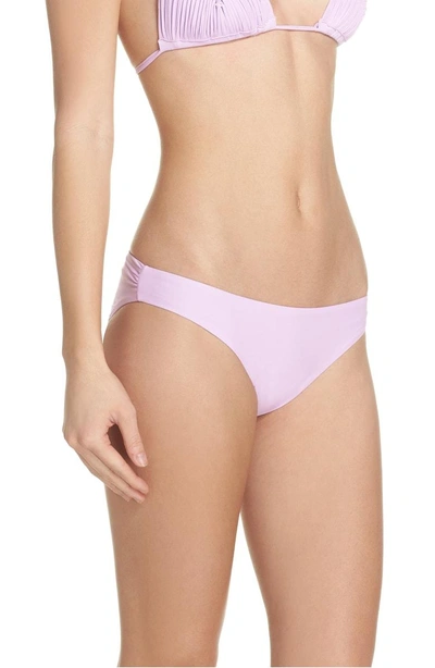 Shop Pilyq Ruched Bikini Bottoms In Lilac